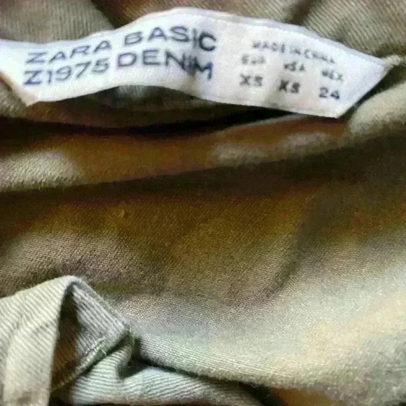 Zara Military Speak Up Trench Motor Biker Graphic Bird Olive Green Jacket XS - Picture 15 of 15